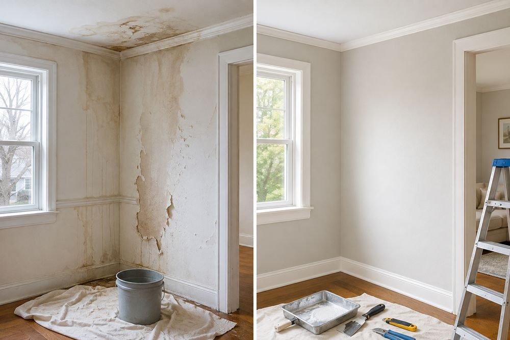 water damaged drywall in Massachusetts